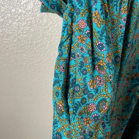 Natural Life Dress Womens Medium Teal Stella Floral Mini Babydoll Pockets Boho - Picture 9 of 11
